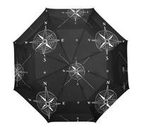 decor gift Ombrello antivento da viaggio automatico aperto e chiuso bussole stile gotico nero e bianco ombrelli per dormitorio universitario si adatta allo zaino borsa