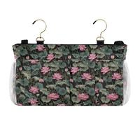 decor gift Organizer da appendere al comodino con ninfea rosa e Emgald per letto a castello da appendere per bottiglie d'acqua, riviste, telefono, occhiali organizador colgante para cama