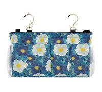 decor gift Organizer da appendere al comodino con stampa a blocchi di legno blu e bianchi, con tasche, organizer da appendere per testiere, letti a castello, dormitori, organizer per cama