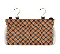 decor gift Organizer da comodino arancione fluorescente a quadretti per letto a castello da appendere per riviste, tablet, telefono, cioccolato organizador para habitación