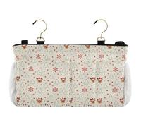 decor gift Organizer da comodino con albero di Natale e cervi beige da appendere al letto organizer per dormitorio universitario essenziali, sponde del letto d'ospedale, organizer da campeggio