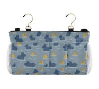 decor gift Organizer da comodino con divertente ippopotamo grigio oceano da appendere al comodino per riviste, tablet, telefono, accessori color cioccolato per cama