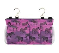 decor gift Organizer da comodino con zebre, viola e rosa, borsa da appendere per lettino per bambini, per telefoni remoti, dormitorio universitario, campeggio, guide per letto per bambini