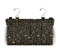 decor gift Organizer da comodino dorato e nero con fiori di campo da appendere accanto all'organizer per letti a castello e ospedale, camere da letto, sponde per letto