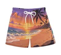 decor gift Pantaloncini da bagno ad asciugatura rapida 2T -14 anni 2T, Oceano Paradiso Palma Tropicale, 4 anni