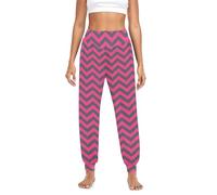 decor gift Pantaloni harem da donna, comodi, elasticizzati, astratti, magenta, grigio, con tasche laterali, per palestra, danza, Astratto Magenta Grigio, M