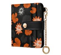 decor gift Piccolo portafoglio pieghevole da donna con ninfea ghothic nero e arancione carino per tutti i giorni in pelle PU portafoglio per donne ragazze