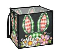 decor gift pieghevole feltro contenitore per scaffale alto Divertente Buffalo Plaid Bunny Ear Flower Pasqua L