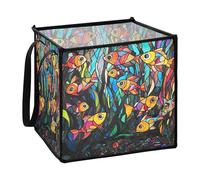 decor gift pieghevole feltro contenitore per trapunta alto Stained Glass School Of Fish L