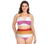 decor gift Plus Size Bikini Set Regolabile Sunsetesbian Pride Flaggbtes Costume Da Bagno Halter Top Vita Alta Due Pezzi, Tramonto Lesbiche Pride Bandiera Lgbt Les, XX-Large