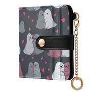decor gift Portafoglio bifold da donna in pelle PU divertente sigilli del Nilo Cuori Fancy PU Leather Card Wallet per le donne