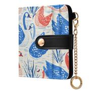 decor gift Portafoglio da donna a due ante con cigni rossi e blu arte conveniente minimalista in pelle PU portafoglio per donne ragazzi ragazze