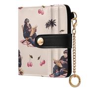 decor gift Portafoglio da donna classico pieghevole divertente spiaggia scimpanzé ciliegia carino quotidiano portafoglio in pelle PU per donne ragazze