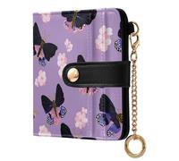 decor gift Portafoglio da donna classico pieghevole Ukiyo-e-style farfalla giapponese viola unico portafoglio in pelle PU con scomparti per carte di credito per ragazze donne signore
