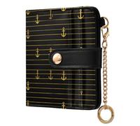 decor gift Portafoglio da donna in pelle pieghevole divertente a righe oceano oro e nero carino portafoglio in pelle PU per le donne
