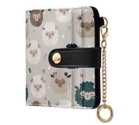 decor gift Portafoglio da donna leggero pieghevole con simpatico volto di pecora beige impermeabile in pelle PU con scomparti per carte di credito per donne ragazzi ragazze