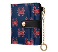decor gift Portafoglio da donna leggero pieghevole stile retrò granchio pazzo blu navy rosso comodo portafoglio in pelle PU con scomparti per carte di credito per le donne
