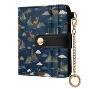 decor gift Portafoglio da donna piccolo pieghevole Nilo Elk Cloud Island blu scuro carino per tutti i giorni in pelle PU portafoglio per le donne
