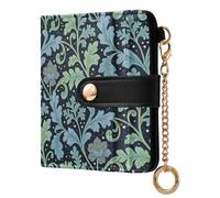 decor gift Portafoglio pieghevole da donna con foglie di alghe e fiori blu, William Morris, portatile, in pelle sintetica di alta qualità, per donna e ragazza