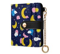 decor gift Portafoglio pieghevole da donna divertente paradiso sole e luna impermeabile in pelle PU portafoglio con slot per carte di credito per donne ragazze