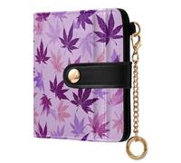 decor gift Portafoglio pieghevole da donna in stile giapponese, foglia d'acero lavanda viola carino PU pelle portafoglio per donna ragazza
