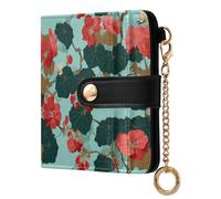 decor gift Portafoglio pieghevole da donna per donna begonia giapponese verde rosso comodo portafoglio in pelle PU con slot per carte di credito per ragazze donne signore