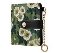 decor gift Portafoglio pieghevole minimalista da donna Anemone Coronaria verde salvia carino PU pelle portafoglio bifold per donne ragazze