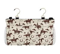 decor gift Portaoggetti da appendere al comodino in stile retrò beige con cavallo da cowboy, organizer per testiere, letti a castello, dormitorio, libri, telefono, riviste, organizador para cama