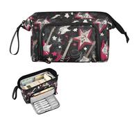 decor gift Punk Style Rock Guitar Star Nero Rosso Matite Astucci Grande Capacità Cool Matite Astucci con Slot per Scuola Preppy Must Haves estuche para lapice