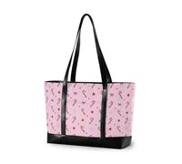 decor gift Robusta borsa professionale da donna con cerniera Preppy Sea Shells Coral Coastal Shell per la spesa da viaggio, Bastoncini di zucchero di Natale rosa