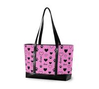 decor gift Robusta borsa professionale da donna con cerniera Preppy Sea Shells Coral Coastal Shell per la spesa da viaggio, Paw Print Dog Paw Cute Dog Love