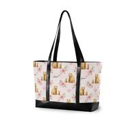 decor gift Robusta borsa professionale da donna con cerniera Preppy Sea Shells Coral Coastal Shell per la spesa da viaggio, Design con cuccioli di mamma orso