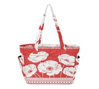 decor gift Rosso e Bianco Papaveri Modelli Astratti Tote Bag per Signore Spiaggia Piscina Borse per Infermiere Viaggio Lavoro con Multi Tasche bolso de hombro