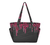 decor gift Rosso Nero Leopard Print Tote Bag Beach Bag per la spiaggia con Tumbler Holder Pocket bolsa para compras