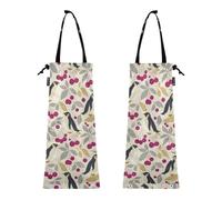 decor gift Sacchetti della spazzatura riutilizzabili per auto, motivo: pinguino, lampone, confezione da 2