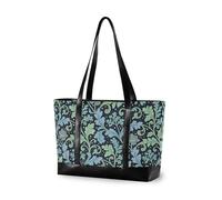 decor gift semplice borsa per pannolini tote con cerniera Banane a scacchi blu e nere per infermiere lavoro con tablet, Foglia di alghe blu fiore William Morris