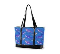decor gift semplici borse tote per le donne con cerniera Evil Eye Navy Blue per la mamma con, Carino squalo balena pesce animale fresco