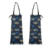 decor gift Set di 2 sacchetti per la spazzatura riutilizzabili per auto, motivo: corona di carnevale blu scuro