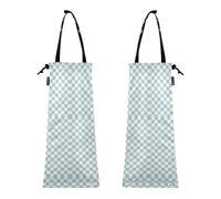 decor gift Set di 2 sacchetti riutilizzabili per la spazzatura per auto, motivo scozzese americano, colore: verde e bianco