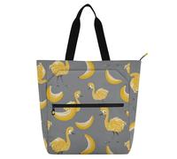 decor gift Simpatica borsa tote per libri per bambini ragazzi ragazze bambino Emu Banane gialle e grigio robusta borsa per libri con tasche con cerniera per la scuola lo shopping della spesa
