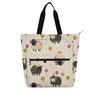 decor gift Simpatica borsa tote per libri per bambini ragazzi ragazze capodanno pecora oro e rosa robusta biblioteca libro tote shopping bag con manici con cerniera per la scuola shopping viaggi