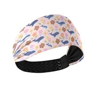 decor gift Simpatico cartone animato blu balena fiori antiscivolo comode fasce per capelli per le donne fasce elastiche per capelli per uso quotidiano uso quotidiano bandas para el sudor