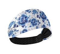 decor gift Stile cinese Giada Gioielli Blu Fiore Umidità Wicking estate fasce per le donne Bandane per capelli elastici per escursionismo escursionismo diadema para mujer