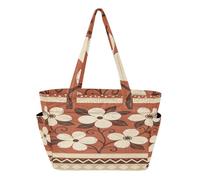 decor gift Terracotta Rosso e Bianco Floreale Modello Tribale Delle Donne Tote Borsa Borsa Da Viaggio per la Spiaggia con 14 Pollice Manicotto Del Computer Portatile bolso
