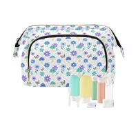 decor gift Trousse per trucchi portatile con fiori blu farfalle e funghi (longword) portamonete da donna per trucco cosmetico