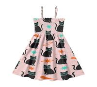 decor gift Vestito estivo da bambina con cinturino regolabile, stile retrò, per feste di compleanno e feste di compleanno, Gatto retrò della metà del secolo, 7-8 Anni