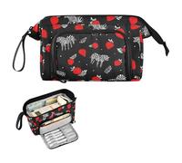 decor gift Zebre nordiche Fragola Nero Matita Borse Grande Capacità Matita Organizer Caso con Scomparto per Adulti Cosmetici cartucheras para mujer