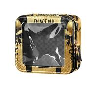 Decor Retro 70s Auto Oro Nero Trasparente Trucco Organizer Bag Portatile Make Up Organizer per Volare