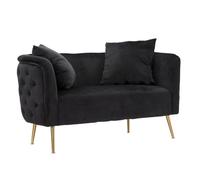 Decor Space Divanetto Bucarest 2 posti in velluto gambe in metallo color oro per interni (Nero)