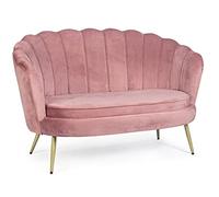 Decor Space Divano in velluto "Giliola" Poltrona a conchiglia con piedi ottone (Divano, Pink)